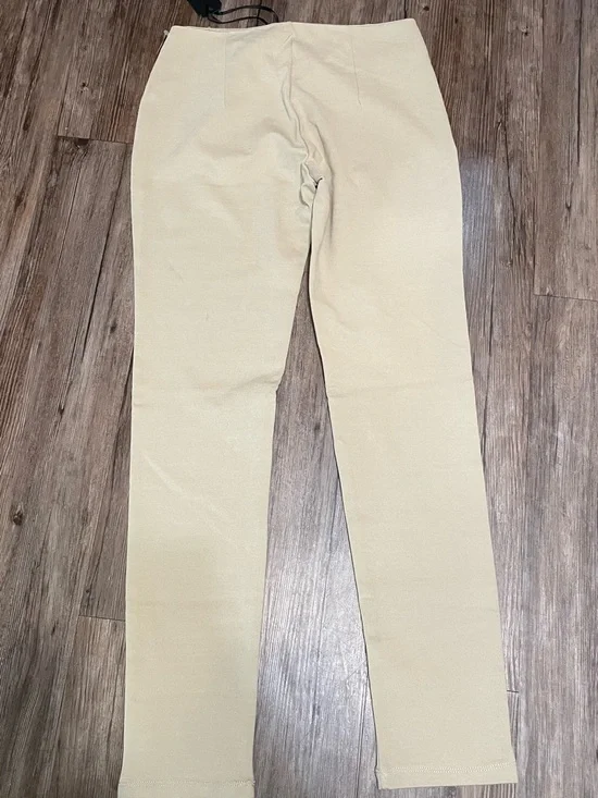 Active USA Cream Slim Pull-On Leggings with Gold Zip Accents - Picture 5 of 12